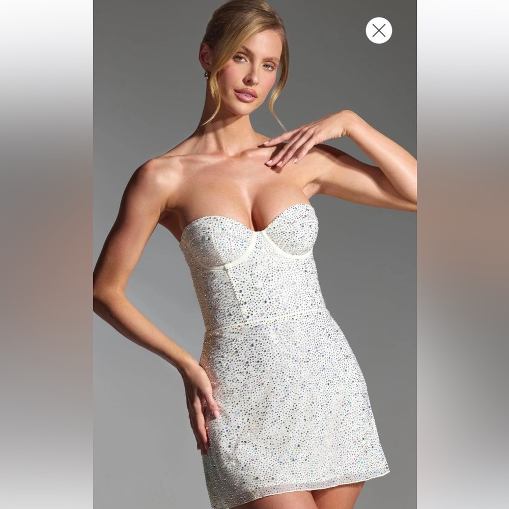 Oh Polly White Strapless Mini Dress